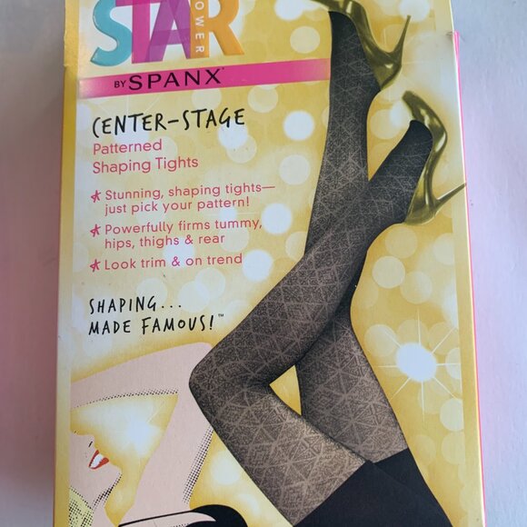 SPANX Accessories - Spax Star Power By Spanx Center-Stage Sz C Patterned Shaping Tights Blk # SP11